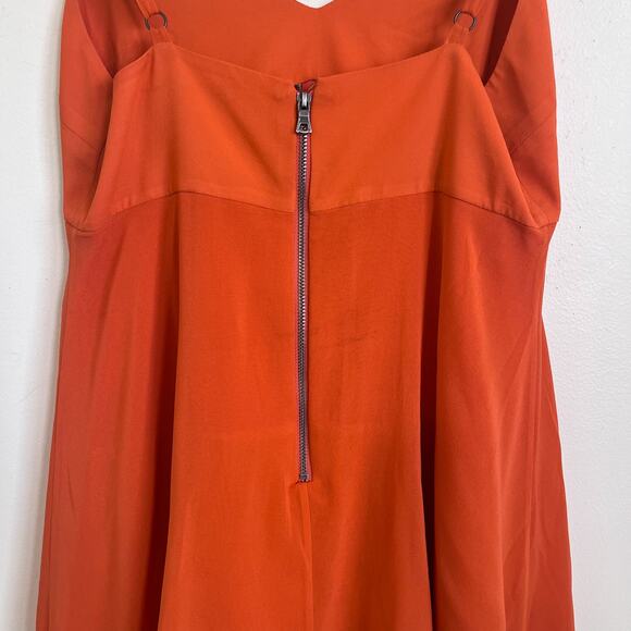 Alice + Olivia Y2K Silk Asymmetric Slip Dress Size 2 Orange Babydoll Tiered Fall - Picture 6 of 10